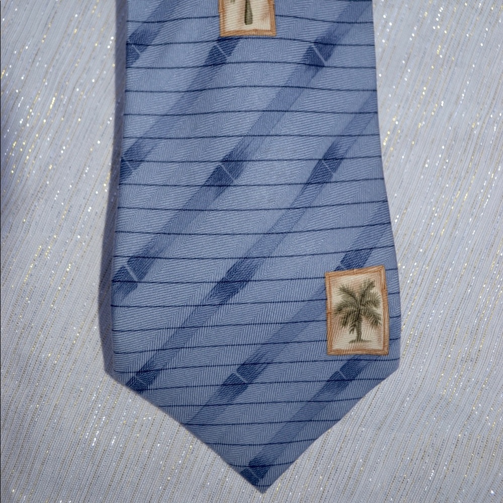 Tommy Bahama Blue Striped Palm Tree Men’s Necktie